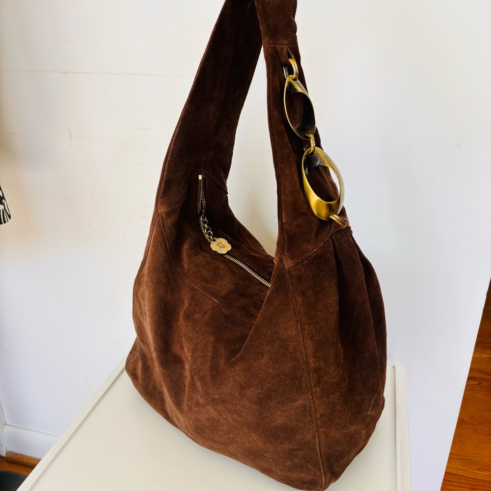 Eric Javits New York Large Suede Hobo Bag